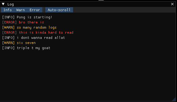 Demonstration of filtering log types